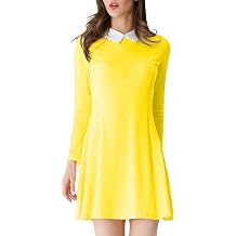 Aphratti Womens Long Sleeve Fall Dresses 2025 Casual Peter Pan Collar A Line Fit and Flare Skater Goth Dress