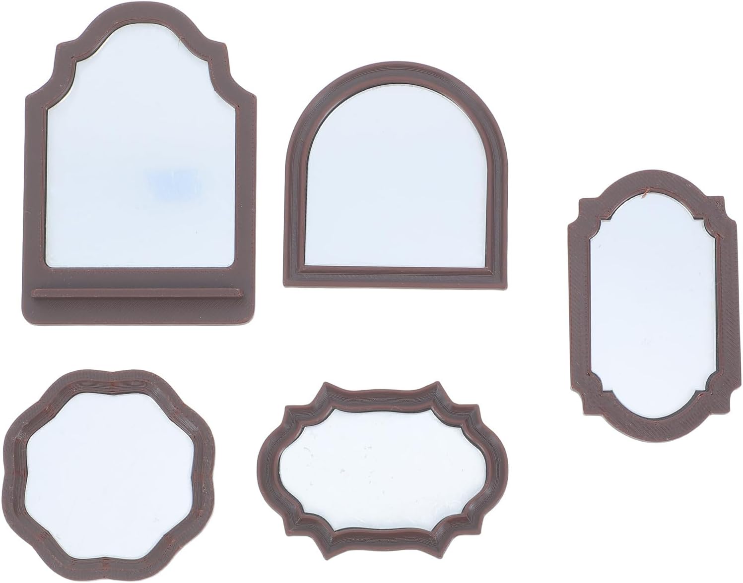 VOSAREA 5pcs Miniature Dollhouse Vintage Mirrors, Retro Frame Wall Mirror Decor for Dollhouse Bedroom Display, Furniture Accessory, Desk Ornament