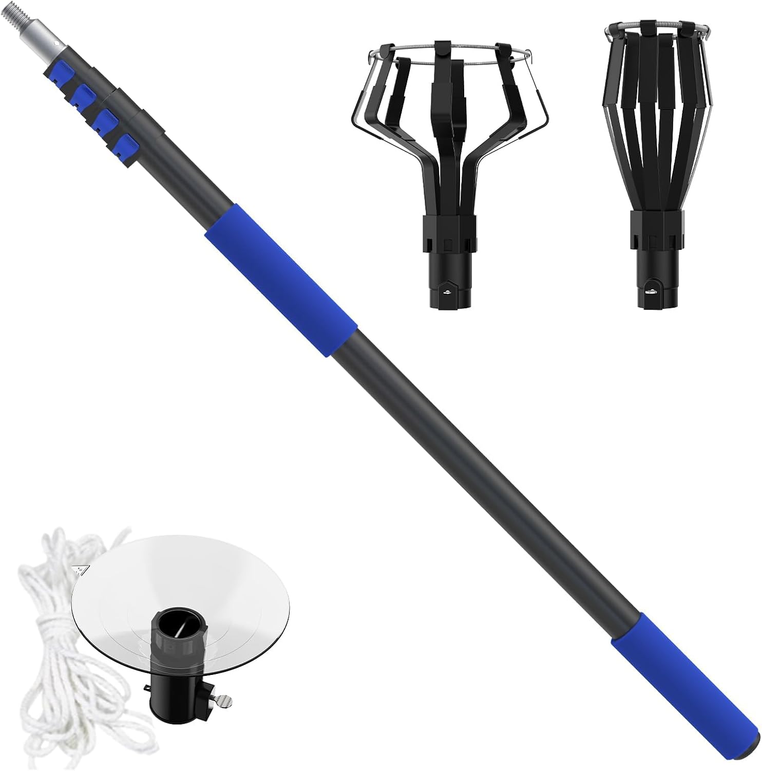 26FT Reach Light Bulb Changer for High Ceilings with Telescopic Extension Pole, 5-20Foot Light Bulb Extension Pole Changer with Baskets and Suction Cup for High Ceilings and Recessed Lights 20FT