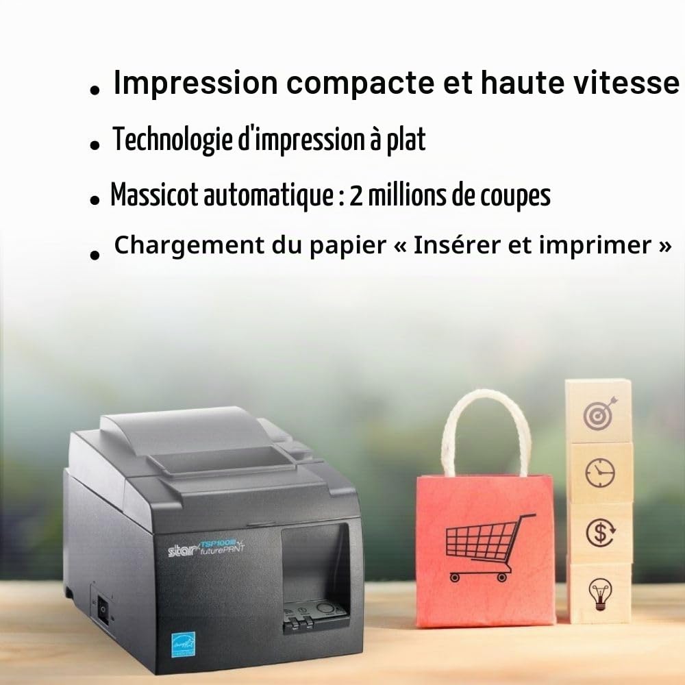 Star Micronics TSP143IIIU Imprimante Thermique USB avec Appareil et Ports USB Mfi, Auto-Cutter et Alimentation Interne Blanc