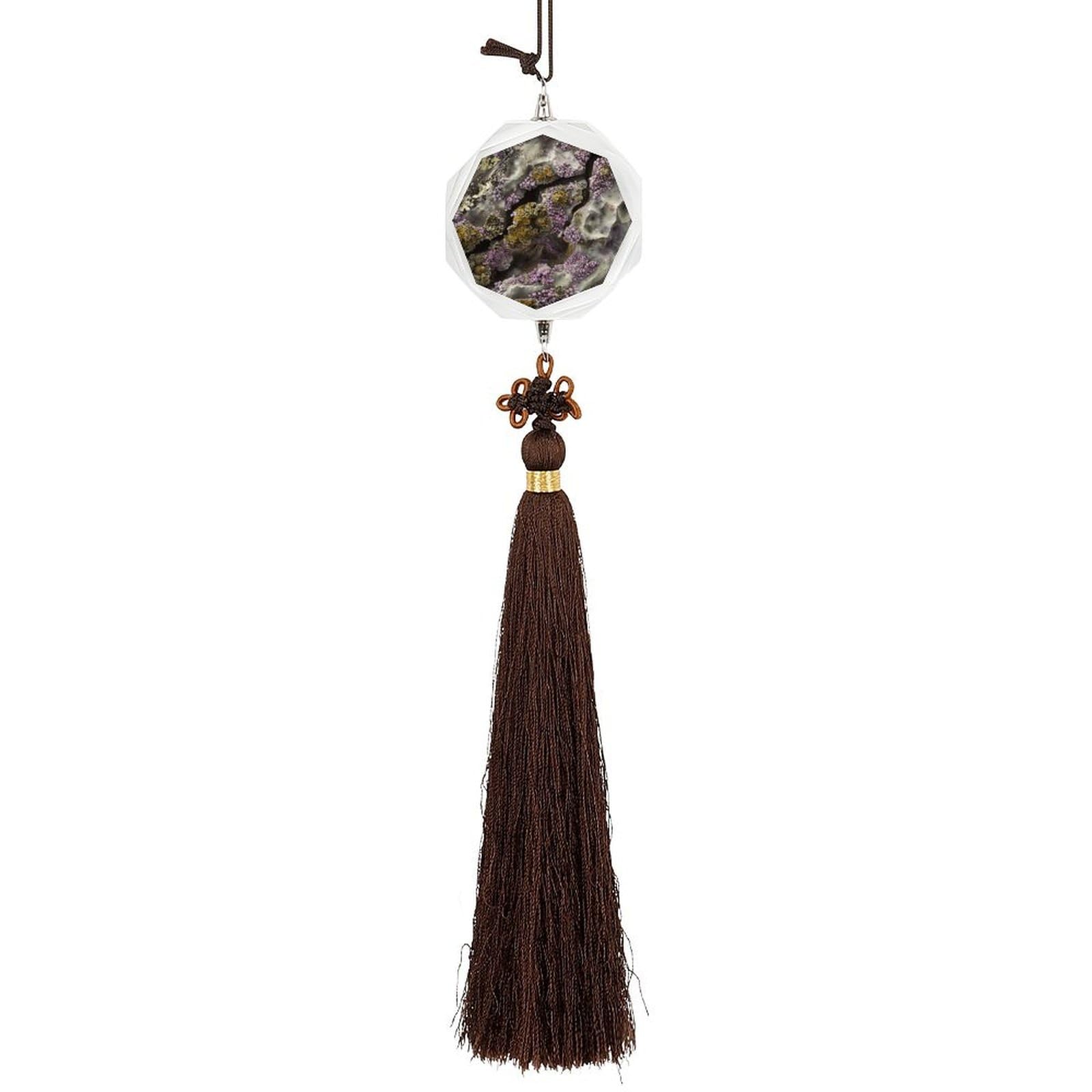Crystal Auto Pendant Charms Hexagon Crystal Car Rear View Mirror Charms Moss on Rocks Auto Hanging Interior Ornament Pendant Car Interior Accessories for Women Men CarCharms Decor