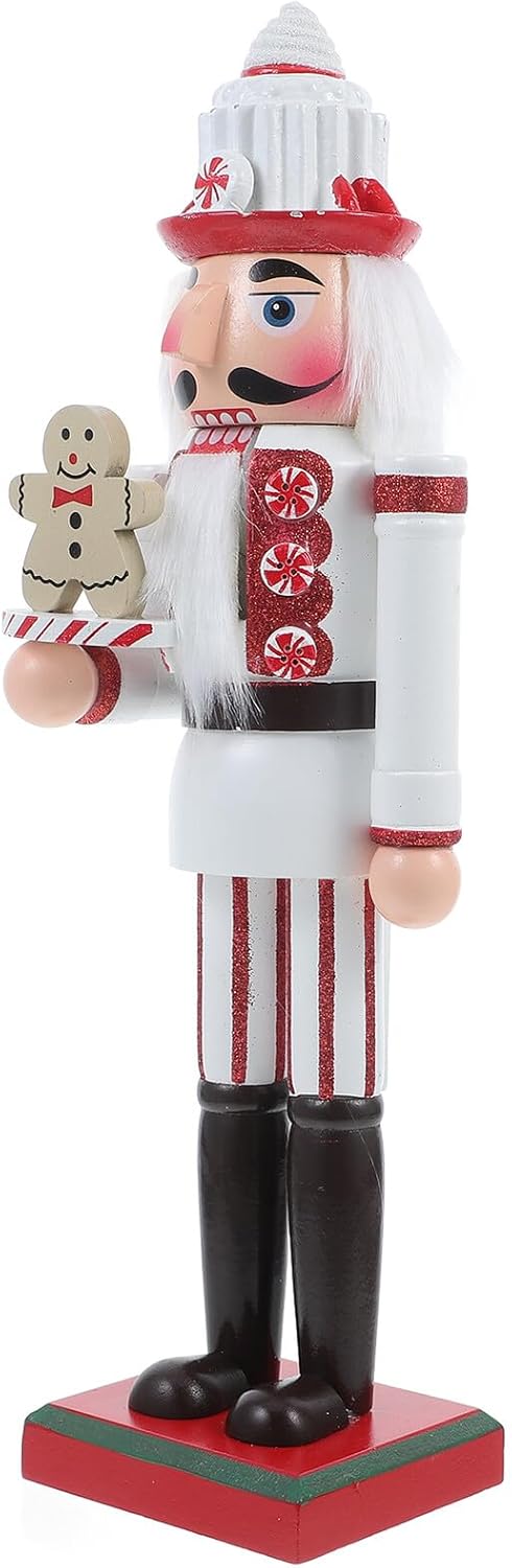 Christmas Nutcracker Figurine Wooden Desktop Nutcracker Decoration Traditional Ornament Holiday Tabletop Decor for Home and Office
