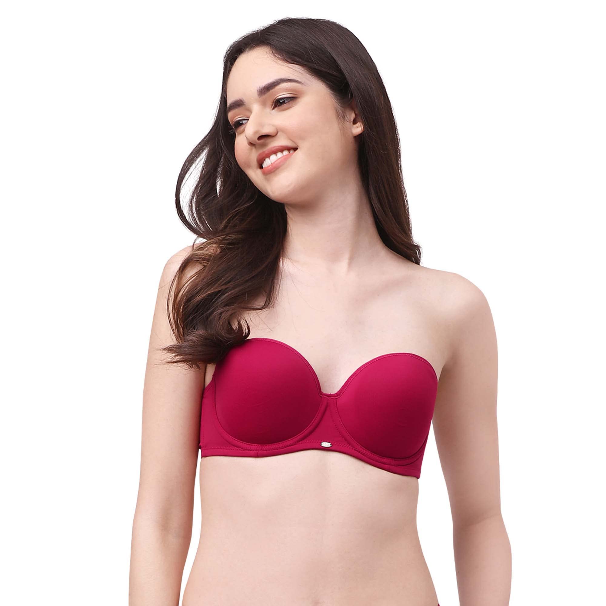 soie Women’s Padded Strapless Bra | Wired Balconette Multiway Bra with Detachable Transparent Straps | Medium Coverage, No-Slip Silicon Lining-picture-38
