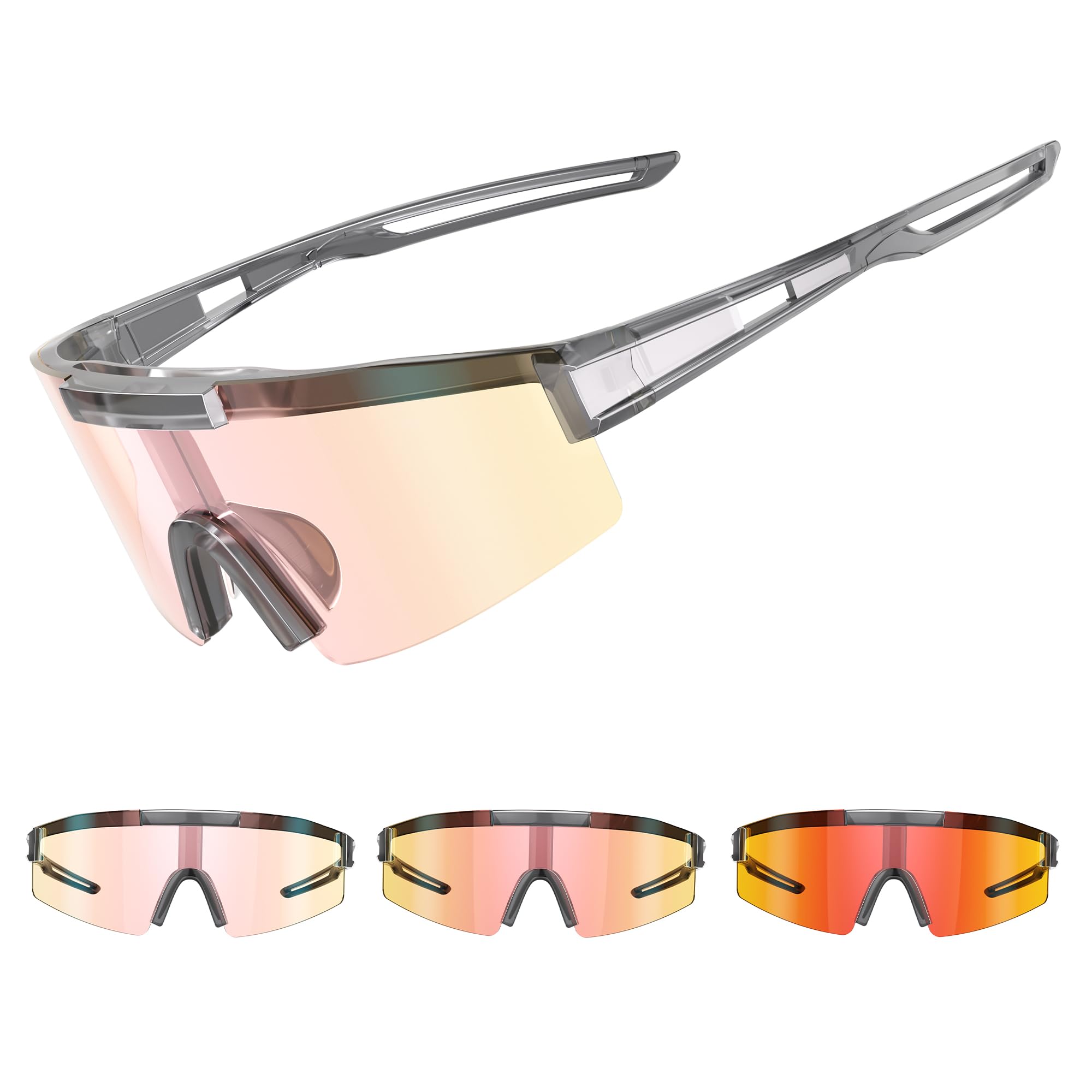 suoso Sportbrille Polarisiert Radsportbrillen Fahrradbrille Schnelle brille für Herren Damen Sport Sonnenbrille UV400 Klar Laufbrille für MTB Rennrad Fahrrad Ski Rave