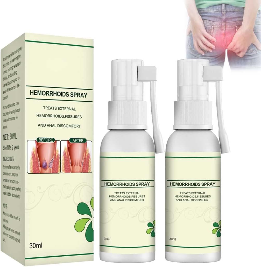 2Pcs Natural Herbal Hemorrhoids Spray Pain Itch Relief,Hemmoroids Treatment Removal Spray,Broken Hemorrhoids Eliminates Hemorrhoids Body Care,Antipruritic Soothes Swelling,Hemorrhoids Anal Soothing