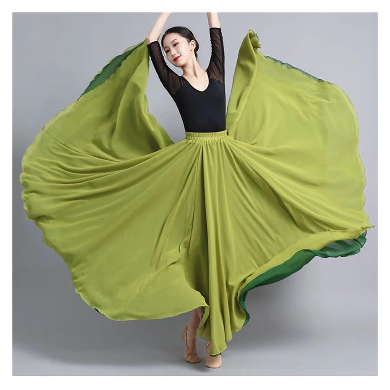 Falda Danza del Vientre Falda larga de gasa de doble cara for mujer, con vuelo amplio, 540/720 grados, for danza clásica, disfraz de danza del vientre, for actuaciones en el escenario(2 540 Degree,90c