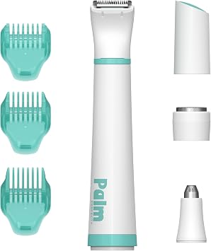PalmPerfect All-in-One Personal Trimmer for Women - Waterproof Grooming Kit | 3-in-1 Facial Hair Remover & Eyebrow Shaper, Grooming Kit with Rotary, Reciprocal & Precision Attachments