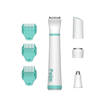 PalmPerfect All-in-One Personal Trimmer for Women 3-in-1 Facial Hair Remover & Eyebrow Shaper Wet/Dry Waterproof Grooming Kit with Rotary, Reciprocal & Precision Attachments