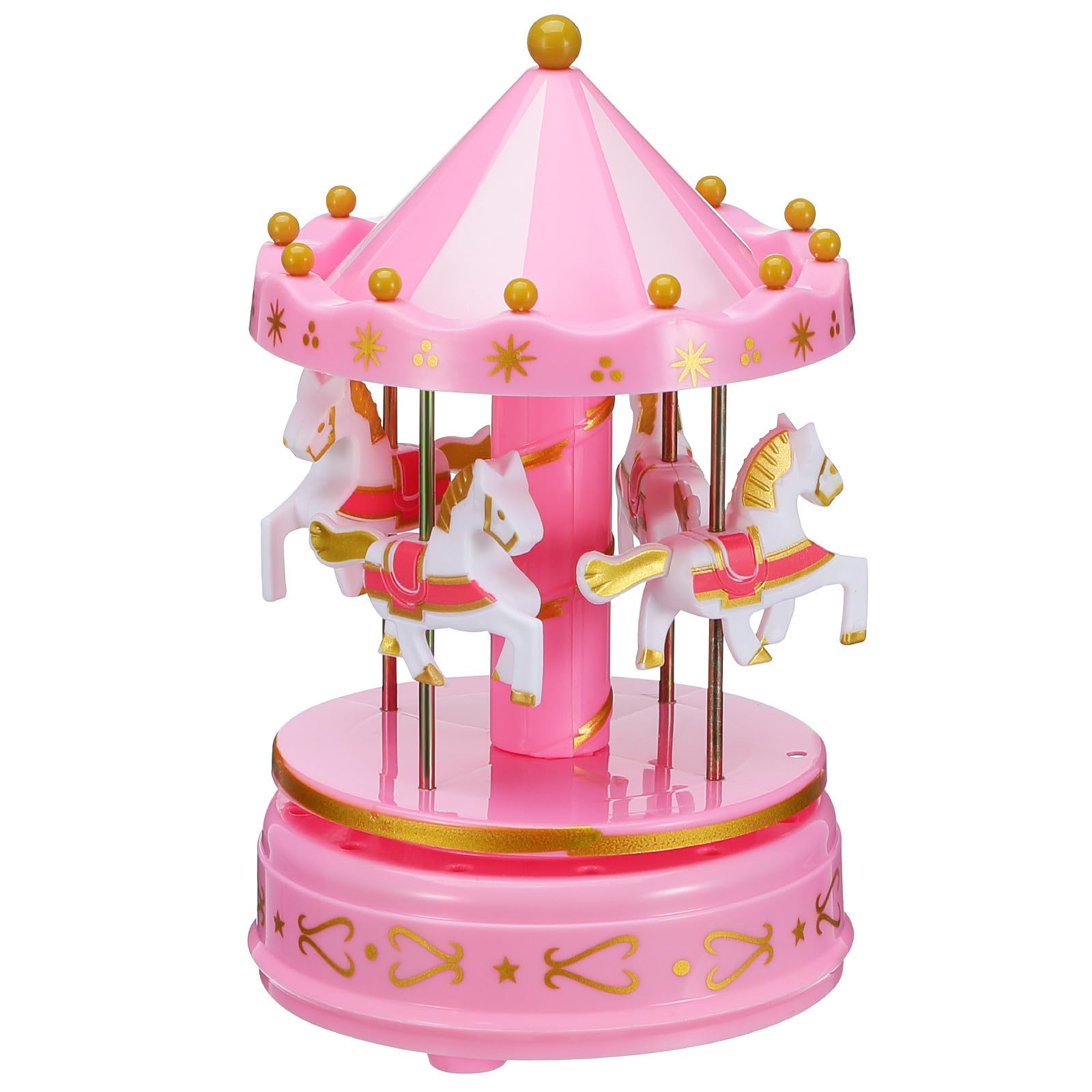 Holibanna Caja de Música y Artesanía Exquisita de Carrusel Rosa Portátil y Fácil de Operar Diseño Romántico para Obsequio en Navidad y Año