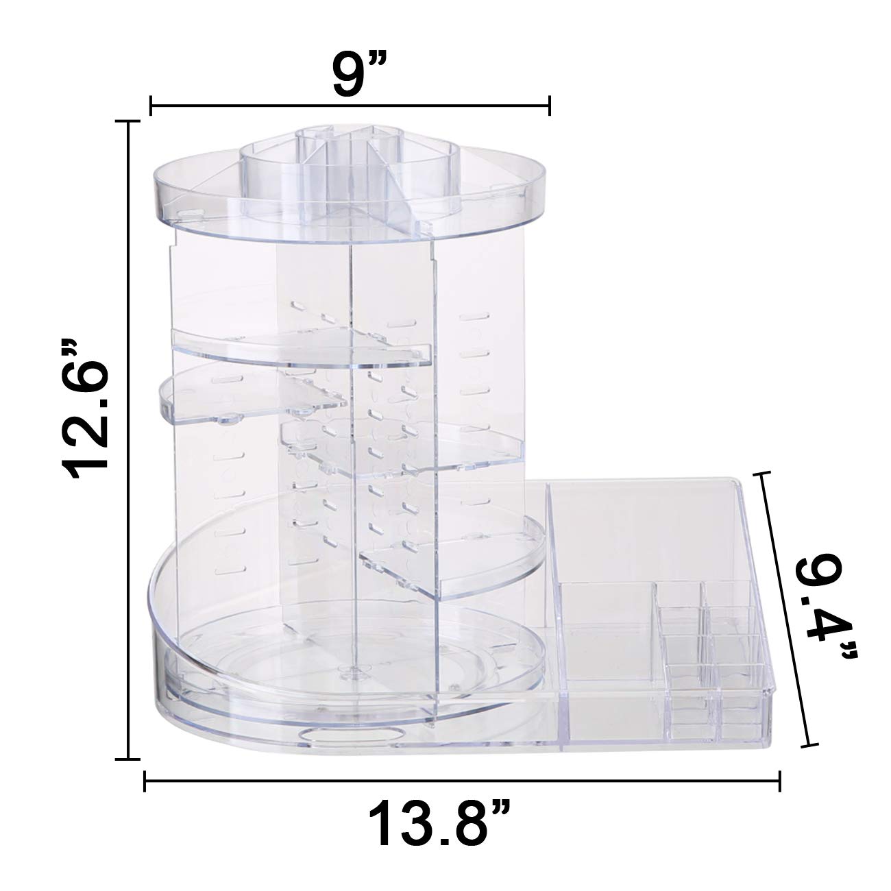 Ogrmar Adjustable 360 Degree Rotating Makeup Organizer Tray/Large Capacity Cosmetics Carousel Storage Rack Fits Toner, Creams, Makeup Brushes, Lipsticks and More (Transparent)