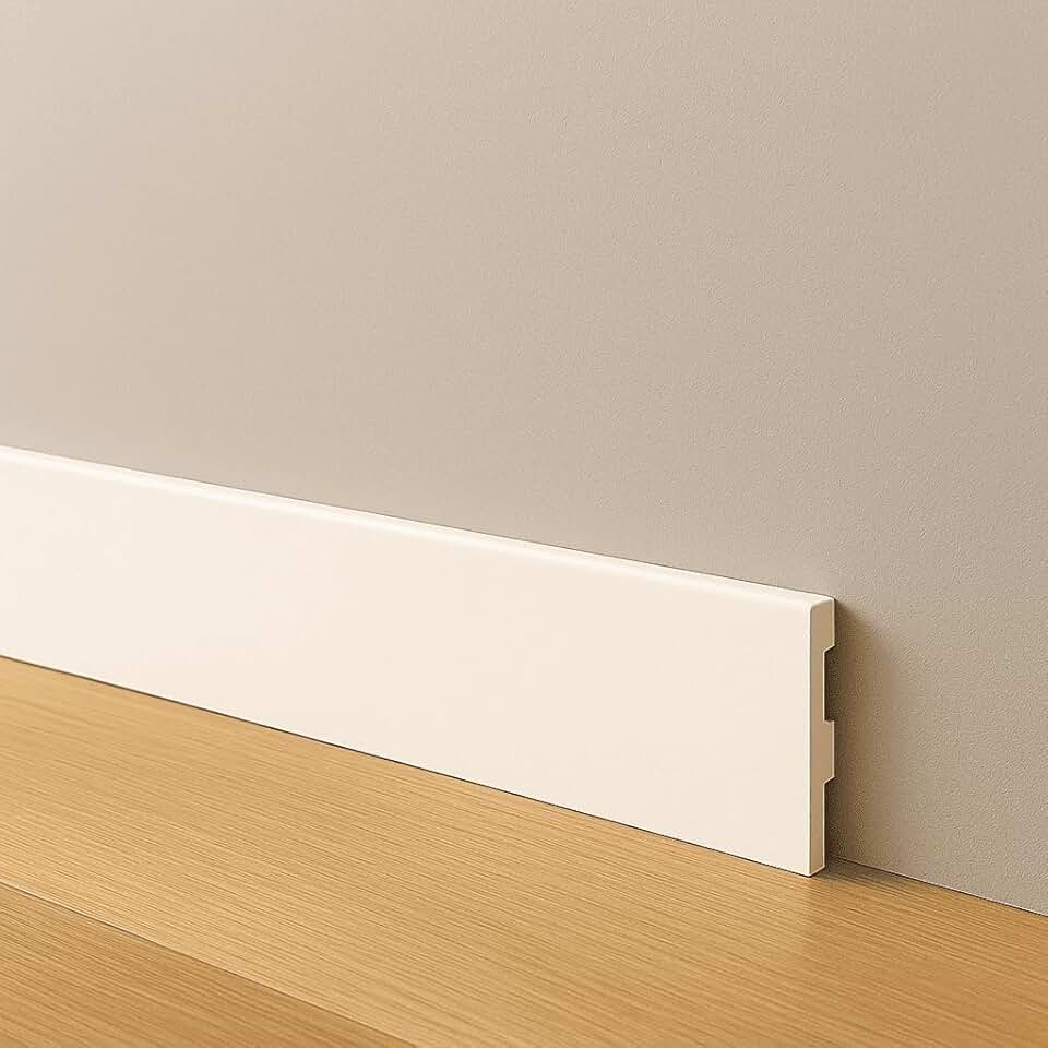 Kit 10 Barras Rodapé Poliestireno 10cm Liso Branco 2m RM Decor