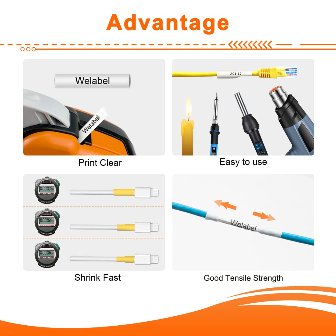 Schrumpfschlauch Brother P-Touch HSe-211 211 HSe-231 631 HSe-241 - Foto 7