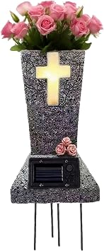 Cemetary Vase Solar Cemetery Grave Vase with LED Cemetery Vases for Grave with Spikes Decorations for Cemetery Grave Flower Holder for Loss of Loved One