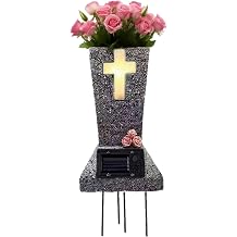 Cemetary Vase Solar Cemetery Grave Vase with LED Cemetery Vases for Grave with Spikes Decorations for Cemetery Grave Flower Holder for Loss of Loved One