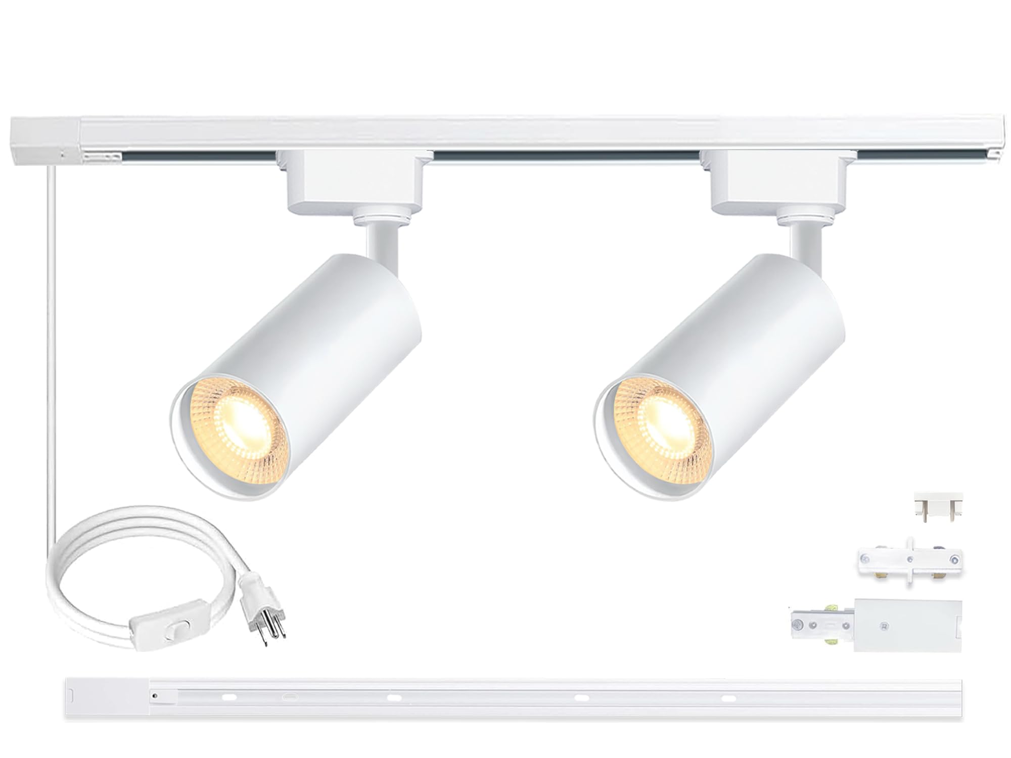 Plug in LED Track Lighting Kit 4000K Natural White 20W 2PCS White H Type
