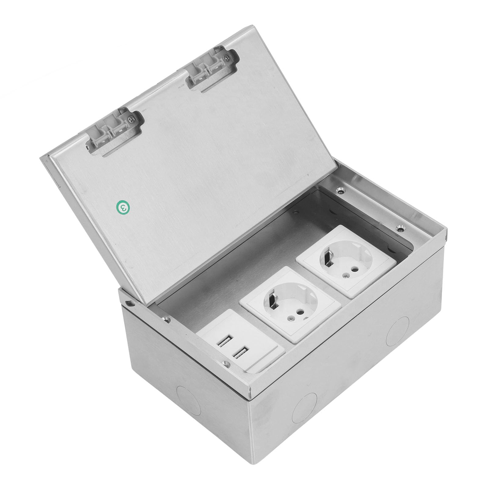 lyrlody Bodeneinbausteckdose, Wasserdichte Unterflursteckdose Recessed Floor Outlet Box mit 2 Steckdosen und 2 USB-Anschlüssen 16A 4000W, für Büro Hotel Einkaufszentrum Lyrlody