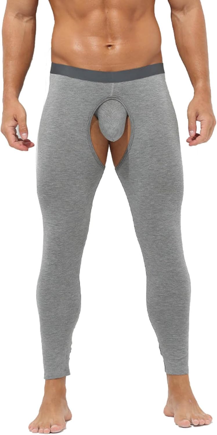 YiZYiF Men’s Cutout Crotch Bottom Thermal Tights Sports Base Layer Leggings Underwear Yoga Pants