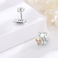 Vista 3 de CELESTIA Collares de elefante de plata Stering para mamá y bebé para mujer, cadena de 18 pulgadas, Plata esterlina, Circonia cúbica