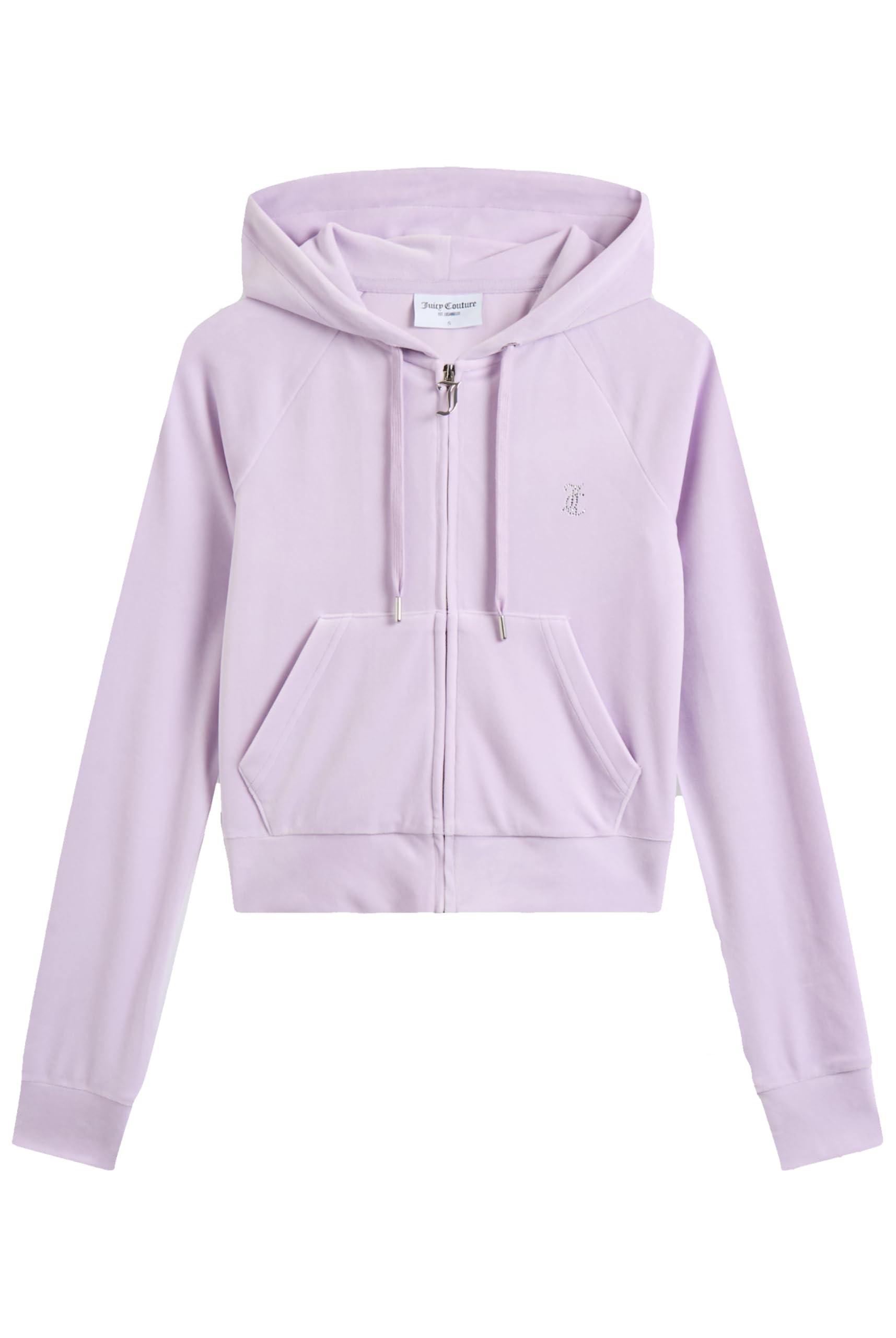Juicy Couture Madison damska bluza z kapturem, bluza z kapturem i zamkiem błyskawicznym, welurowa bluza z kapturem, Pastelowy liliowy, M
