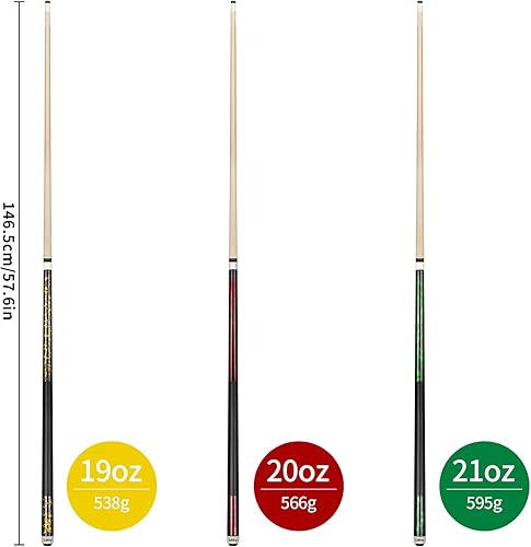 Vista 29 de LOTKEY Juego de tacos de billar profesionales de arce canadiense de 4/3/2/1-58 pulgadas, 18 ~ 21 onzas, palo de billar profesional, palo de billar