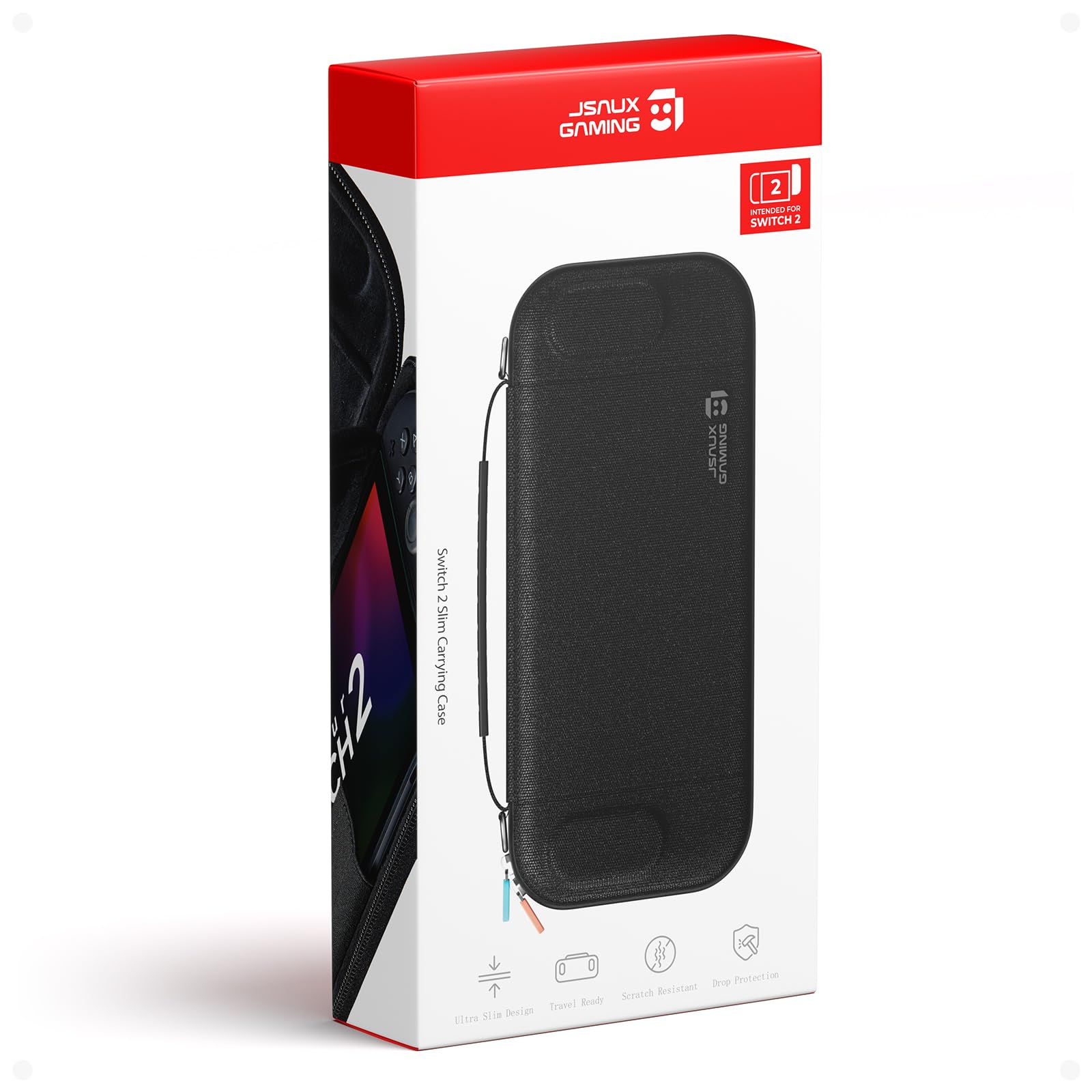 JSAUX Slim Tragetasche für Switch 2 (2025), Schützende Hartschalen Transporttasche mit 12 Spielkartenfächern, Tragbare Reise Aufbewahrungstasche BG0133