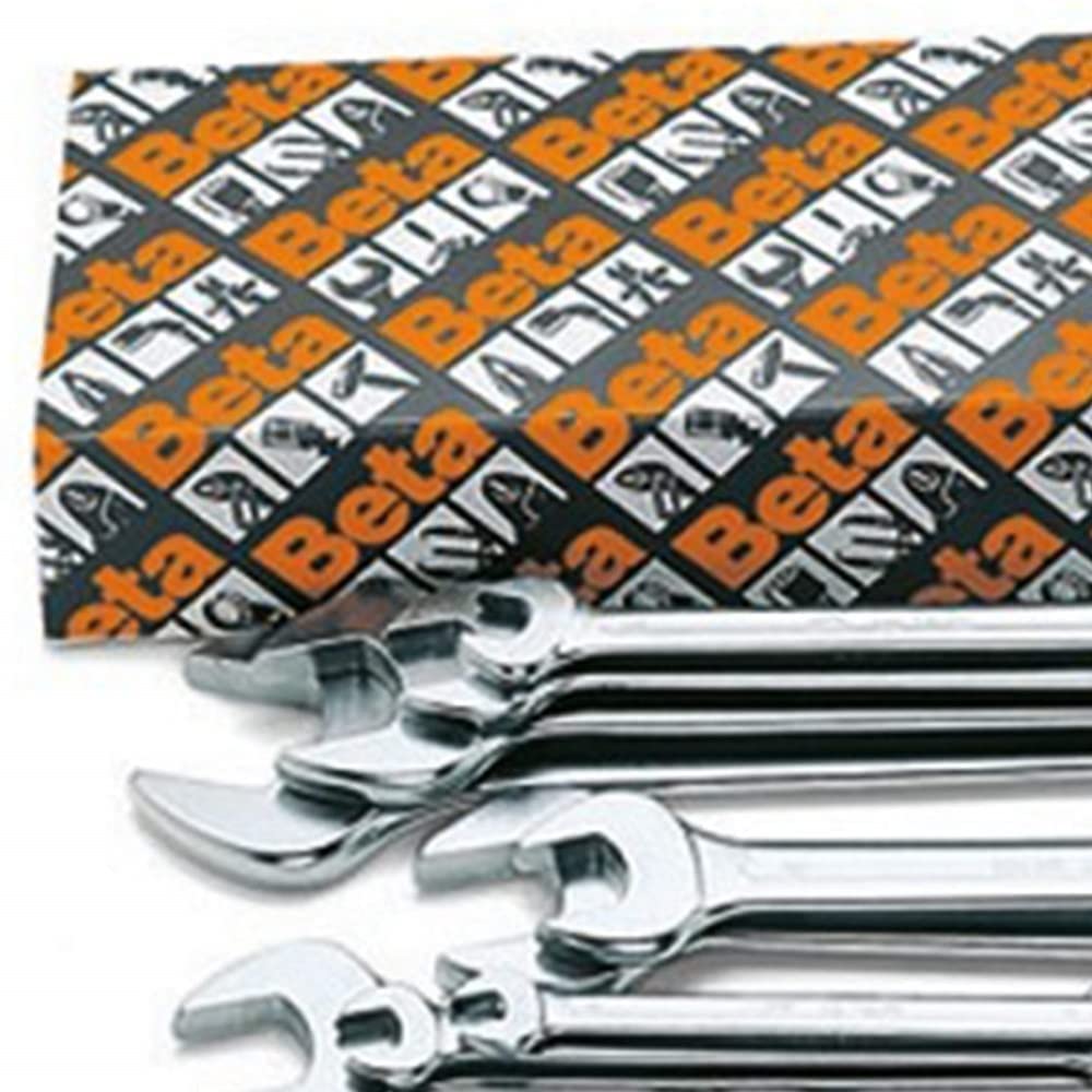 BETA - Set 8 Chiavi a Forchetta Doppie Cromate da 6x7 a 20x22 mm, Serie Chiavi Professionali per Serraggio Dadi e Bulloni Officina Meccanica e Manutenzione Industriale, 55/S8