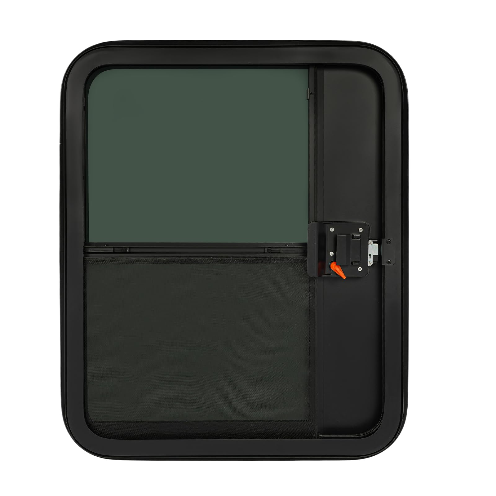 26"x32" RV Entry Door, Black Aluminum Alloy Teardrop Trailer Door with Tempered Glass, Universal Fit for RVs, Campers, Horse Trailers, Cargo Trailers (Left, 26"x32")