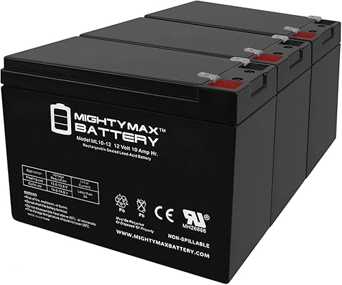Mighty Max Battery ML10-12 - Batería de cortacésped de 12 V 10 AH 26058 CB10-12 CE5 CE6 MA 2.0 - Paquete de 3