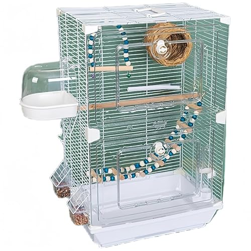 Zekono鳥かご 小型 大型 インコ 透明 組み立て式 お手入れ簡単 高強度 スナップオンデザイン ペット用品 ポータブル ホーム (ホワイト,ダブルセットA)