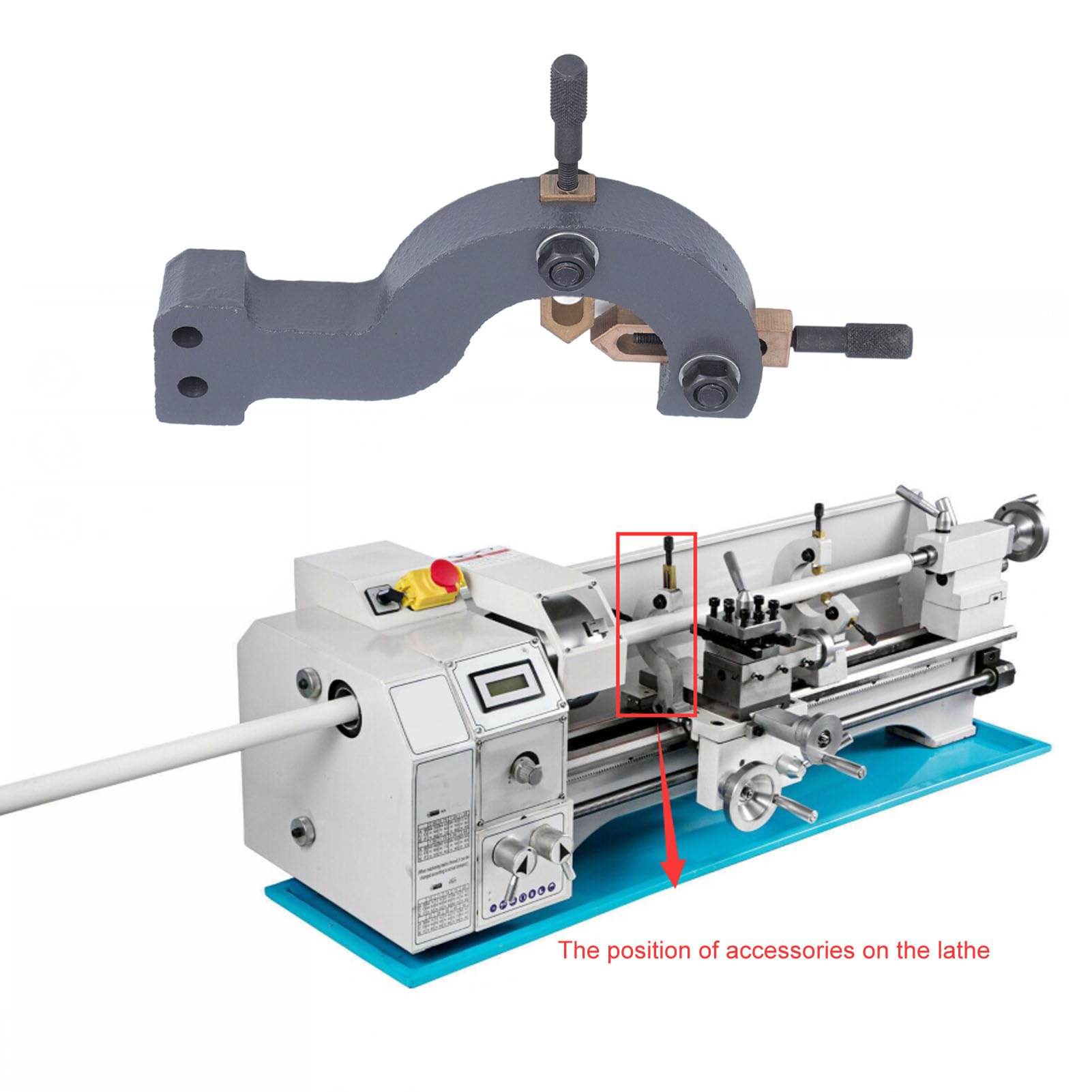 Mini Torno Estable, Estabilizador de Torno de Metal de Alta Rigidez Fijo para 8x16 210x400 210x750 210x800 220x600 220x750 MX 210 WM 210, Soporte Central de Torno Fácil Corte