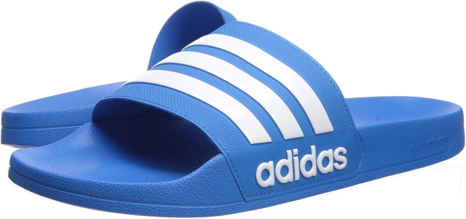adidas Men's Adilette Shower Slides Sandal 18 Bright Blue/White/Bright Blue