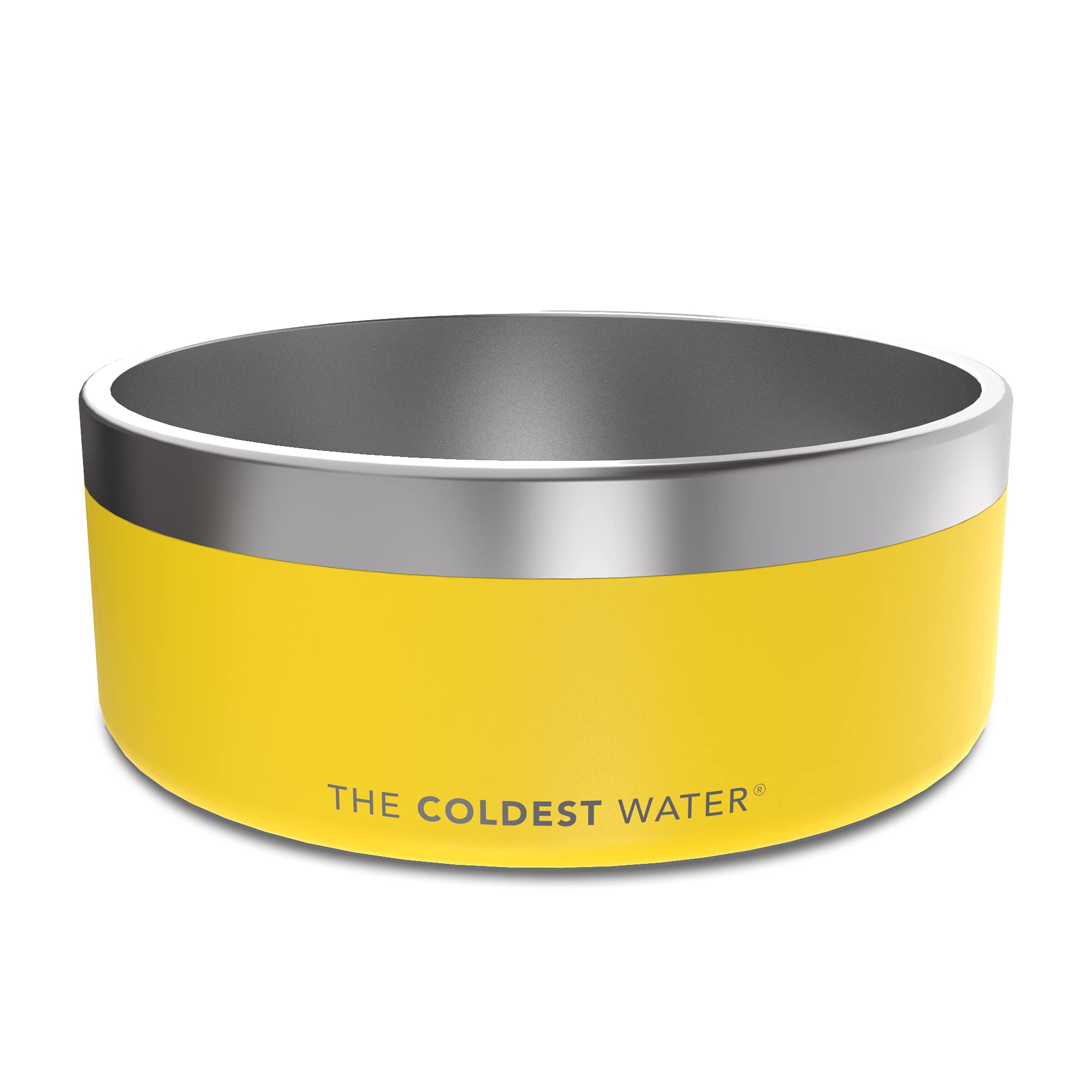 Coldest Dog Bowl - Anti Rust Metal & Non Slip Dog Bowls Large, Spill Proof Heavy Duty 3 Layers Insulated Dog Bowl - Food and Water Bowl for Dogs, Cats & Pets, Dishwasher Safe (64 oz, Solar Yellow)