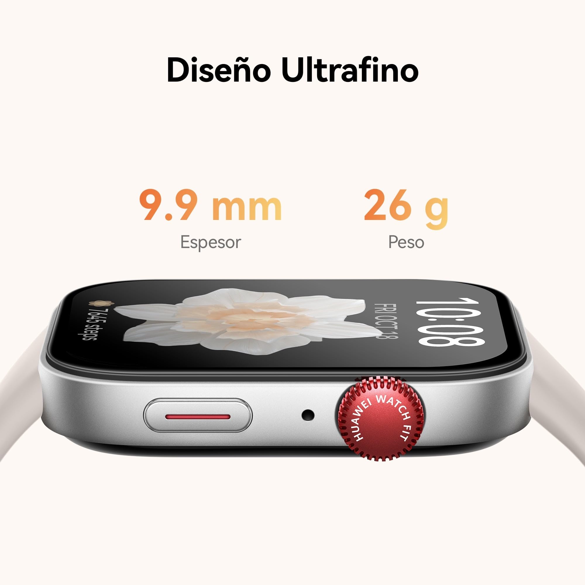HUAWEI Watch FIT 3, Pantalla AMOLED de 1.82 Pulgadas, Diseño Ultrafino, Llamadas por Bluetooth, hasta 10 días de Batería, Compatible con Android & iOS, Blanco