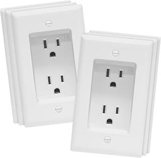 TOPGREENER Tamper-Resistant Recessed Duplex Outlet 15A 125V, 1-Gang White 6-Pack for Flush TV Mounts TG15RD31