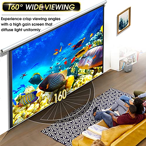 Image of 110 inch Motorized Projector Screen - Indoor and Outdoor Movies Screen 110 inch Electric 16:9 Projector Screen W /Remote Control