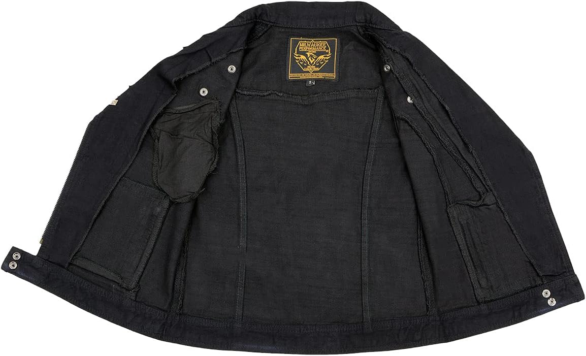 Milwaukee Leather レディース スタッズ ブラック デニム ベスト フロントジップ M ブラック MDL4030-B