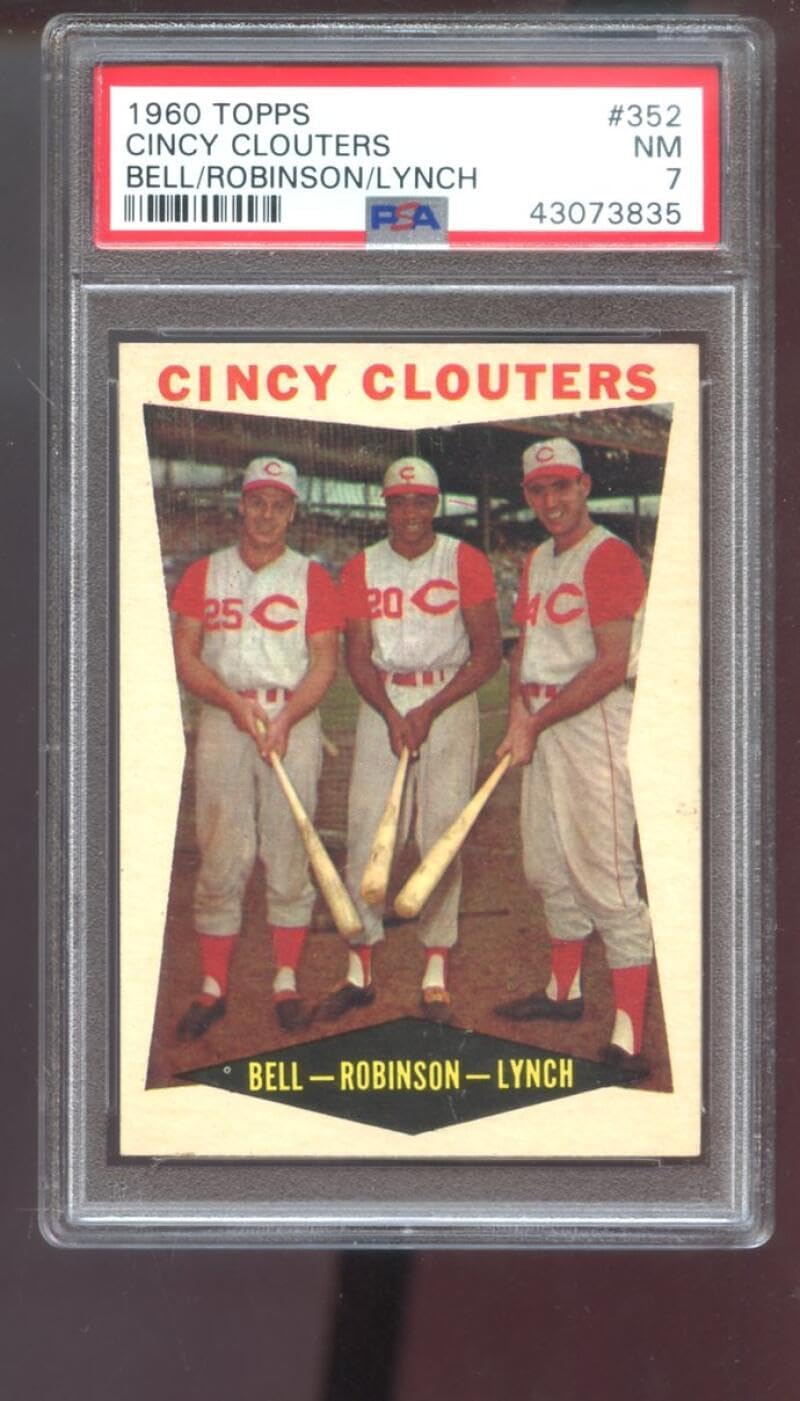 1960 Topps #352 Cincy Clouters Frank Robinson Jerry Lynch Gus Bell PSA 7 Graded Baseball Card MLB Cincinnati Reds