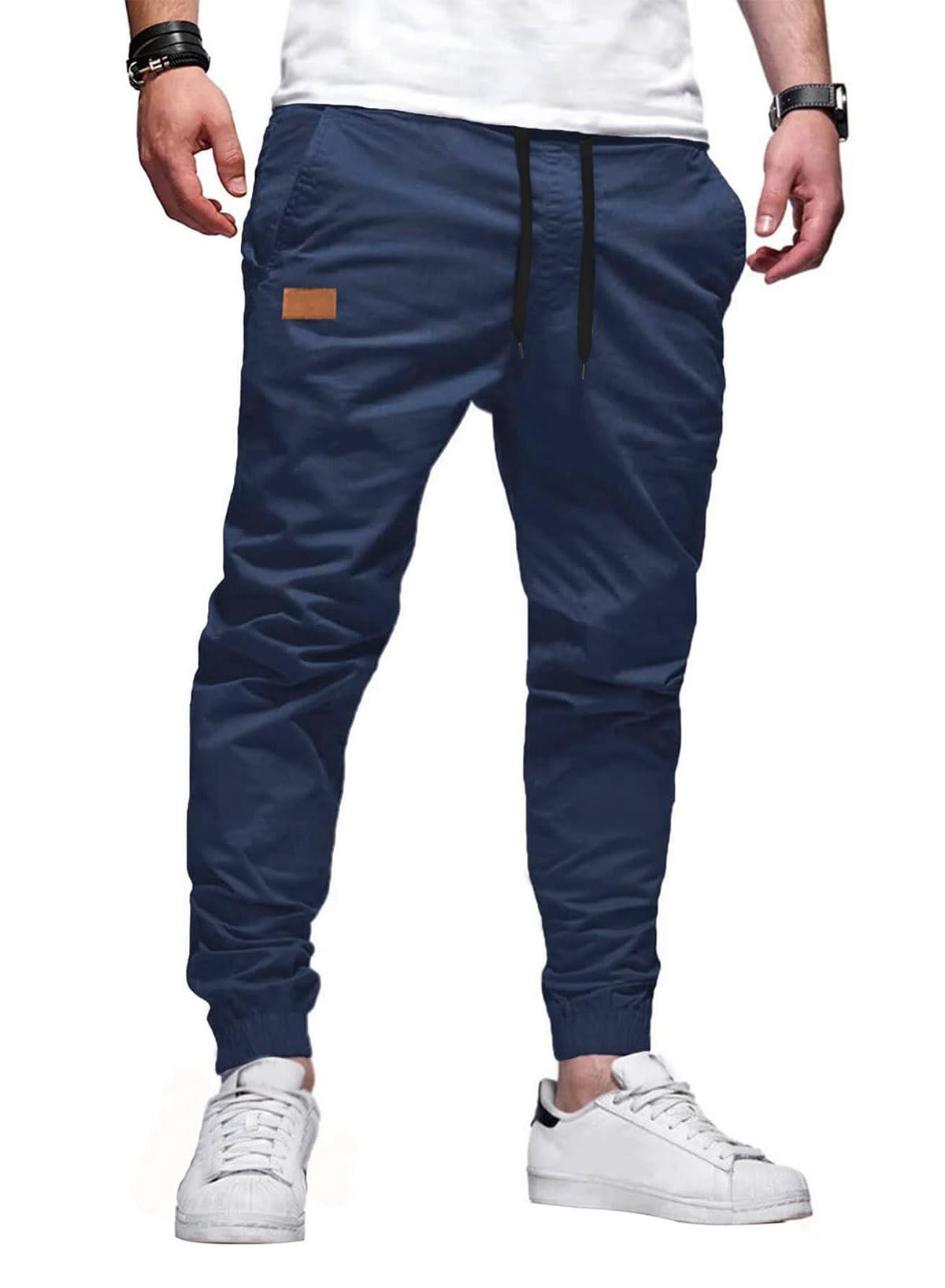 Mens Cotton Stretch Joggers Casual Twill Athletic Track Pants