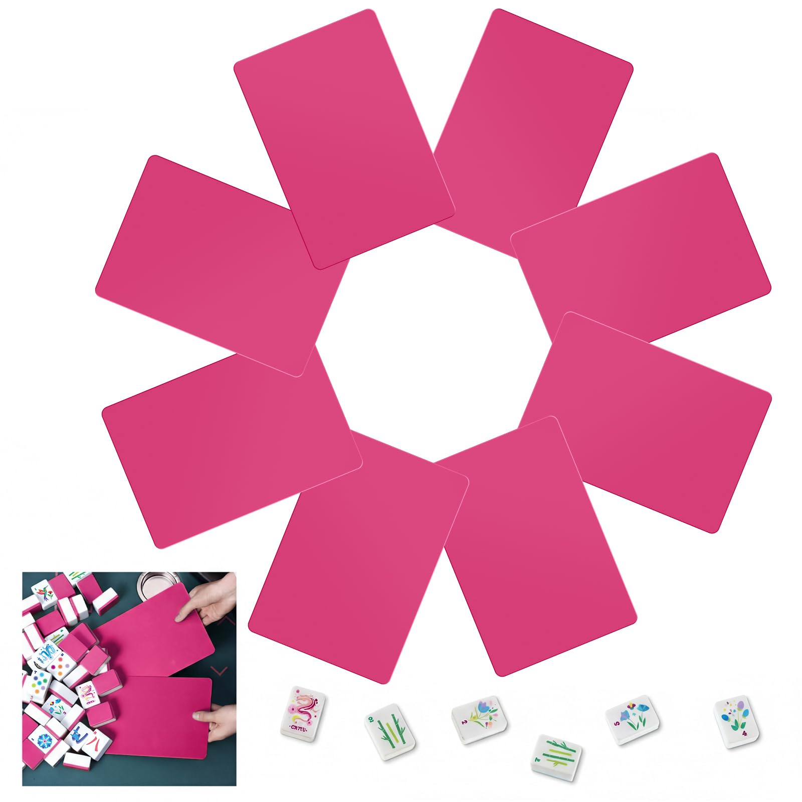 Seenelling 8 Pcs Mahjong Tile Shuffler Plastic Paddles,Rose Red