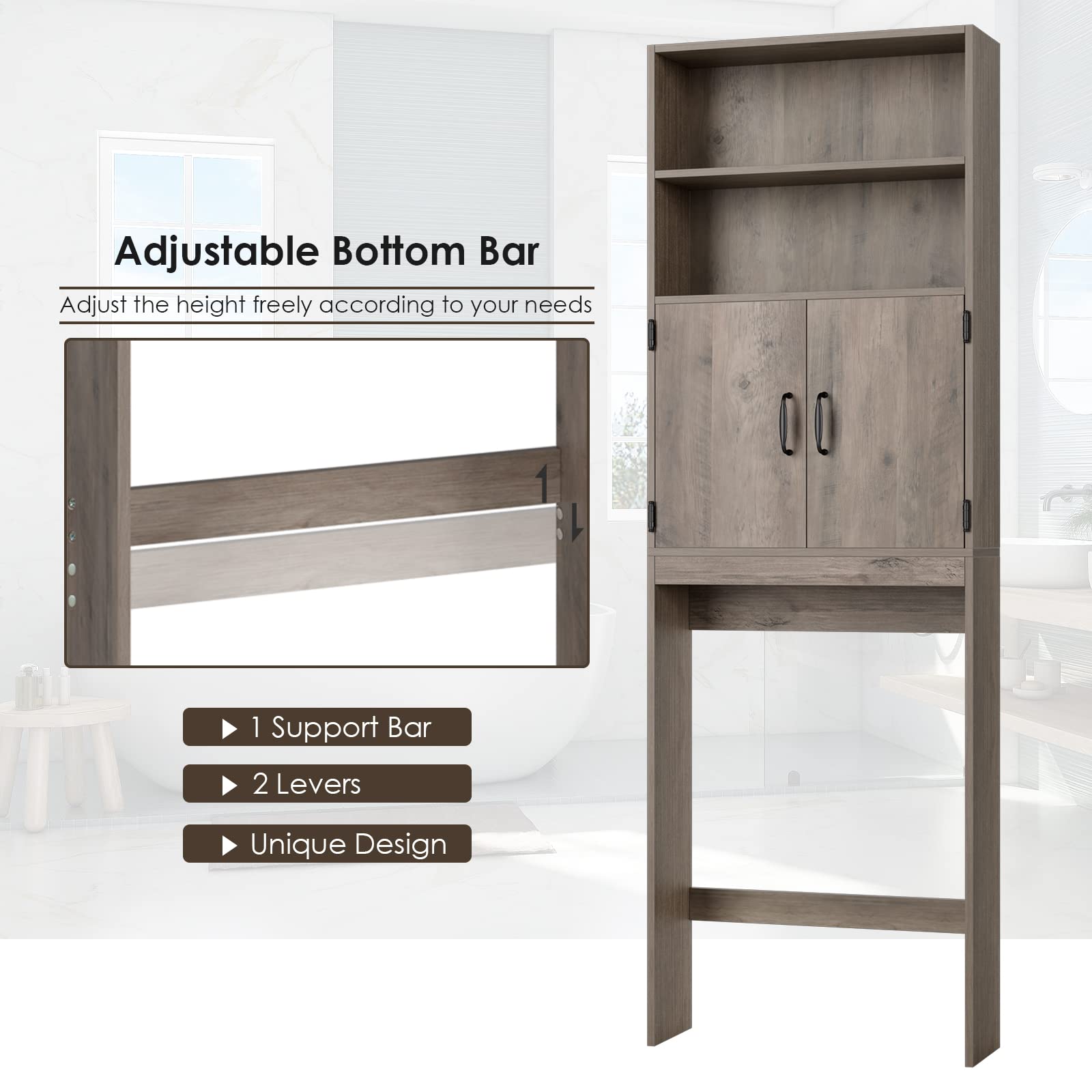 HOSTACK Over The Toilet Storage, Double Door Bathroom Organizer Toilet