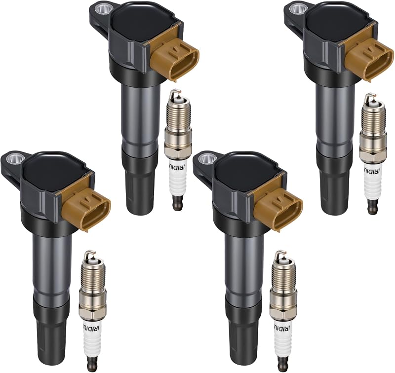 Kit de bobinas de ignição e velas SYKRSS UF634 para Suzuki Grand Vitara, Kizashi e SX4 – 4 bobinas e 4 velas