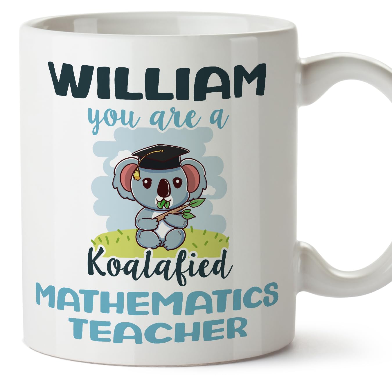 MUGFFINS Personalised Mug for Mathematics Teacher man - in English - Custom Koalafied - Funny Custom Gift for Colleagues - Ceramic 11oz Mug — image 1