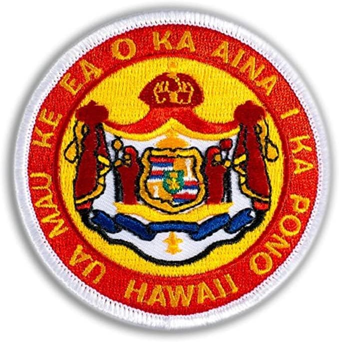 Hawaiian Iron-On Embroidery Applique Patch Coat Of Arms Round