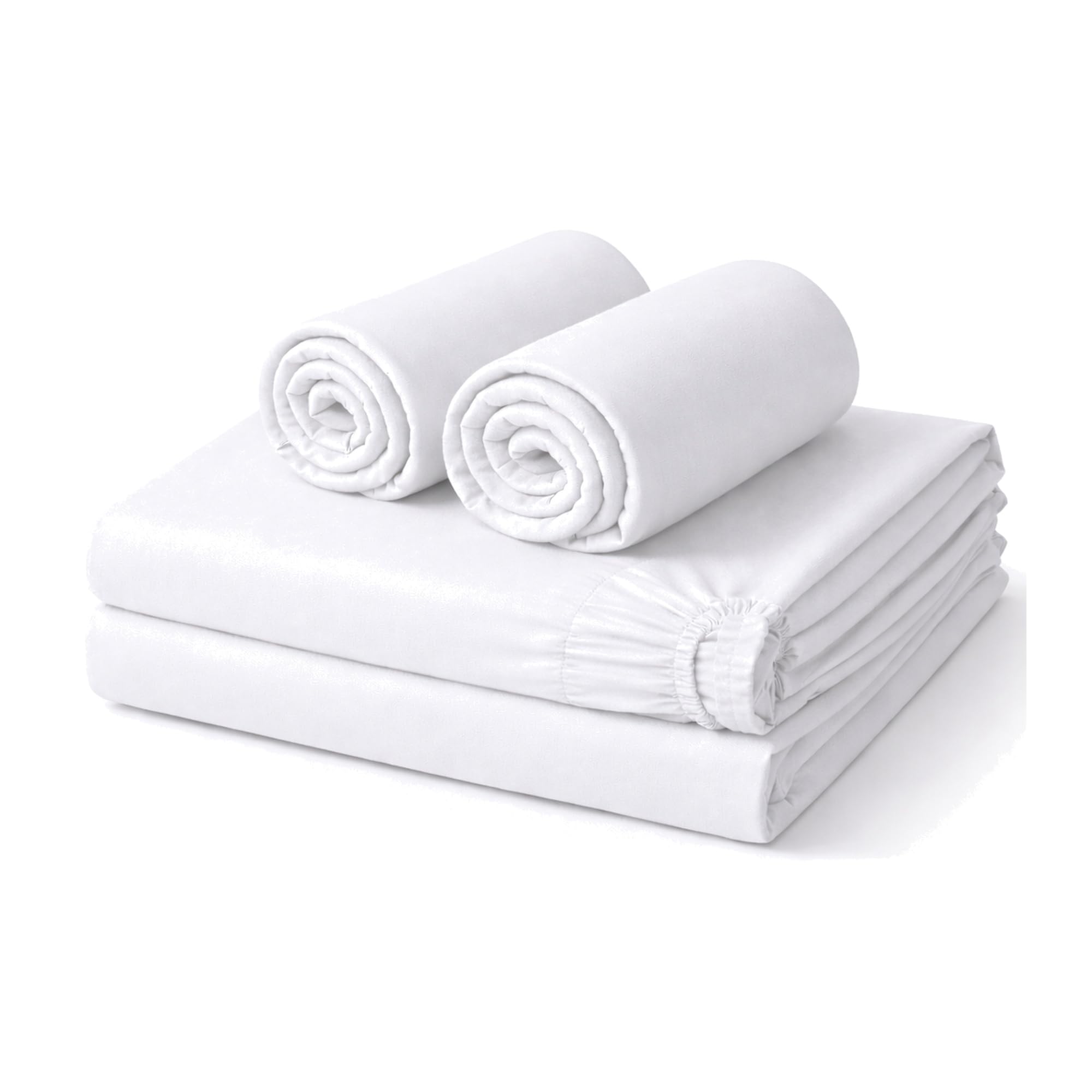 Amour Calin 4 Piece Bed Sheet Set - Easy Care Soft Brushed Microfibre Fabric - Flat Sheet, Fitted Sheet with Pair of Pillowcases - Shrinkage and Fade Resistant (White, Double) — image 1