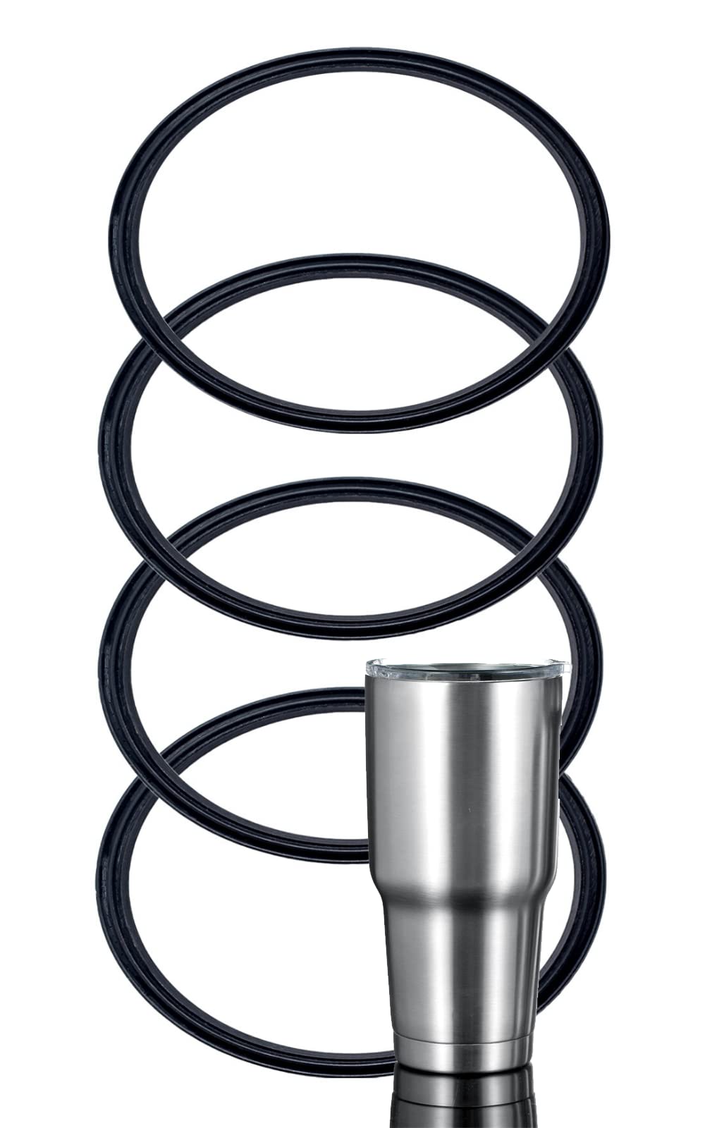 C&Berg Pack of 4-30 oz Black Replacement Rubber Lid Ring, Gasket Seals, Lid for Insulated Stainless Steel Tumblers, Cups Vacuum Effect, fit on Renowned Brands - Black Model 2021