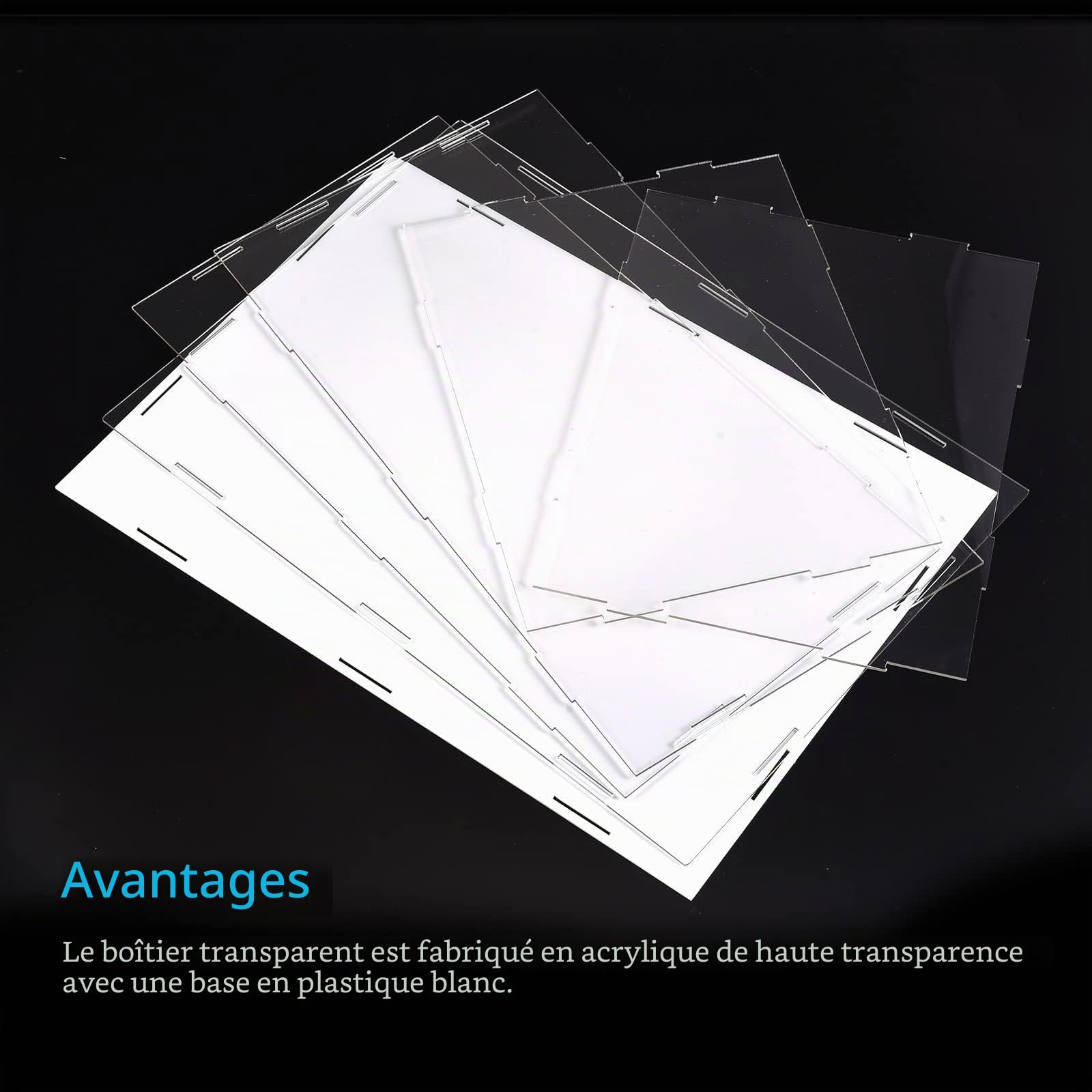 TA-VIGOR Boîte de présentation en acrylique transparent, 25 x 25 x 20 cm à assembler - Cube de rangement - Support de rangement anti-poussière avec base blanche pour le rangement d'objets de