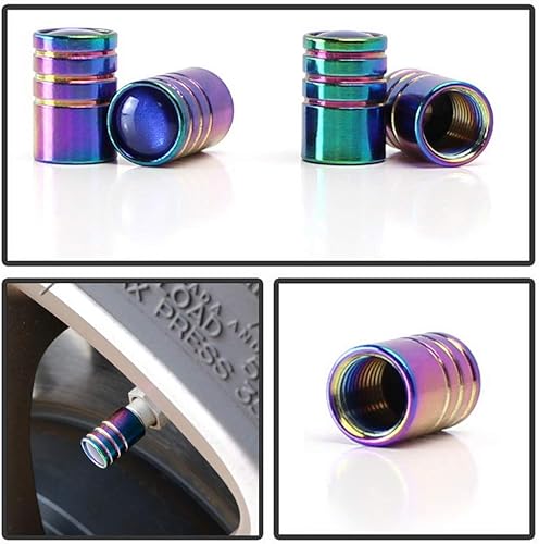 Miniatura 2 de Tapas para válvulas de neumático de aluminio estilo carrera tuner de iJDMTOY (4), Neo cromo