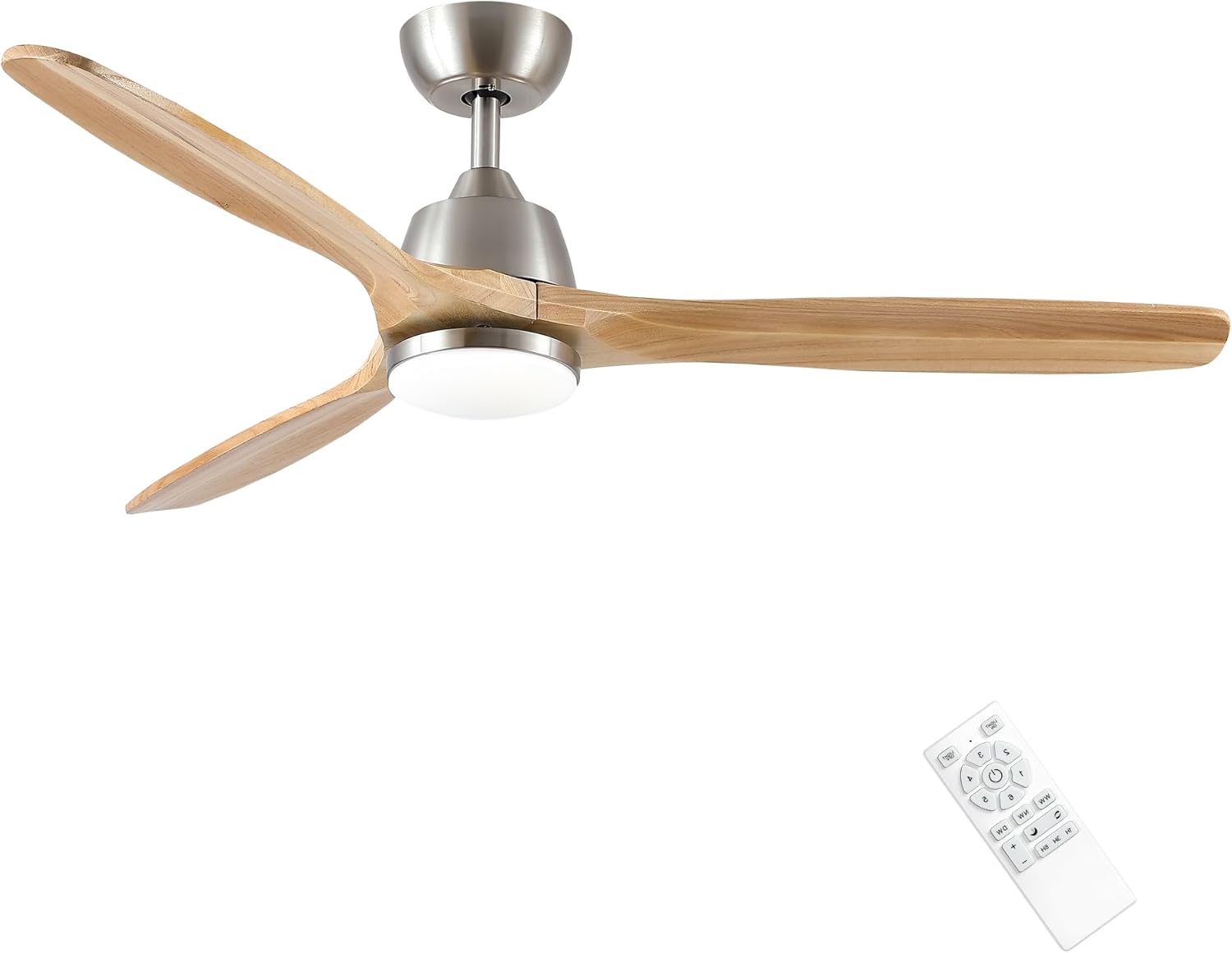 52 in. Integrated LED Ceiling Fan Lighting with Remote Control, 6 Speeds, Dimmable, Bedroom