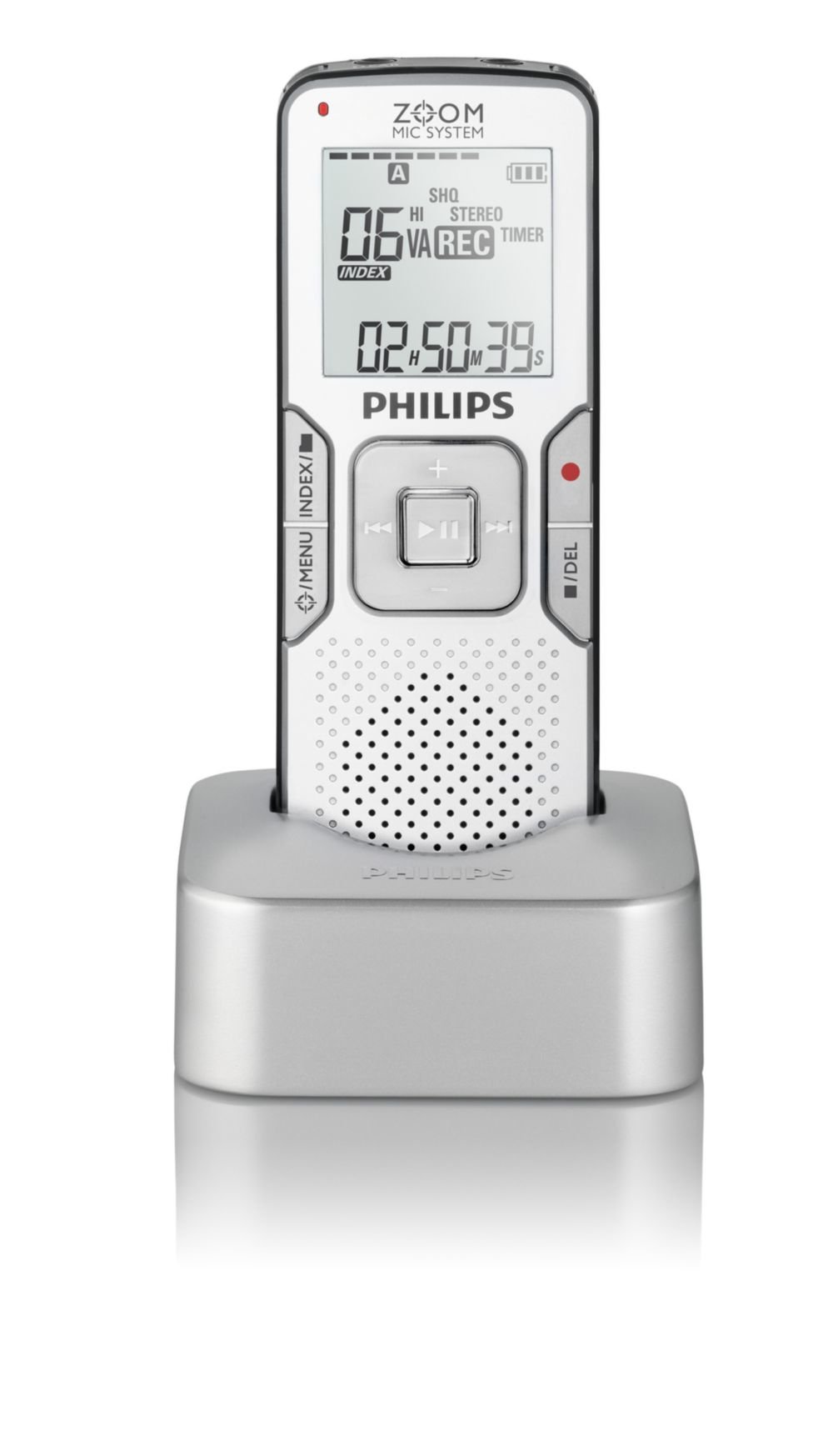 Philips LFH0868/00 Voice Tracer Digitaler Recorder Diktiergerät USB-Dockingstation mit Zoom Mic System