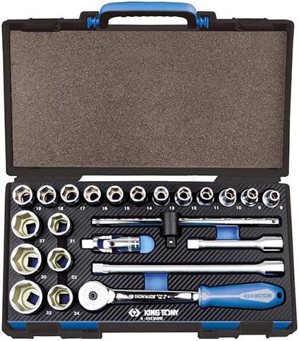 King Tony - EVAWAVE 23 pcs ratchet set, 1/2" metric hex sockets and accessories - 4523MRE - King Tony